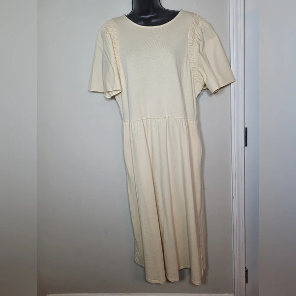 Who What Wear Cream Cottagecore Cotton Maxi Dress sz L - Picture 1 of 9
